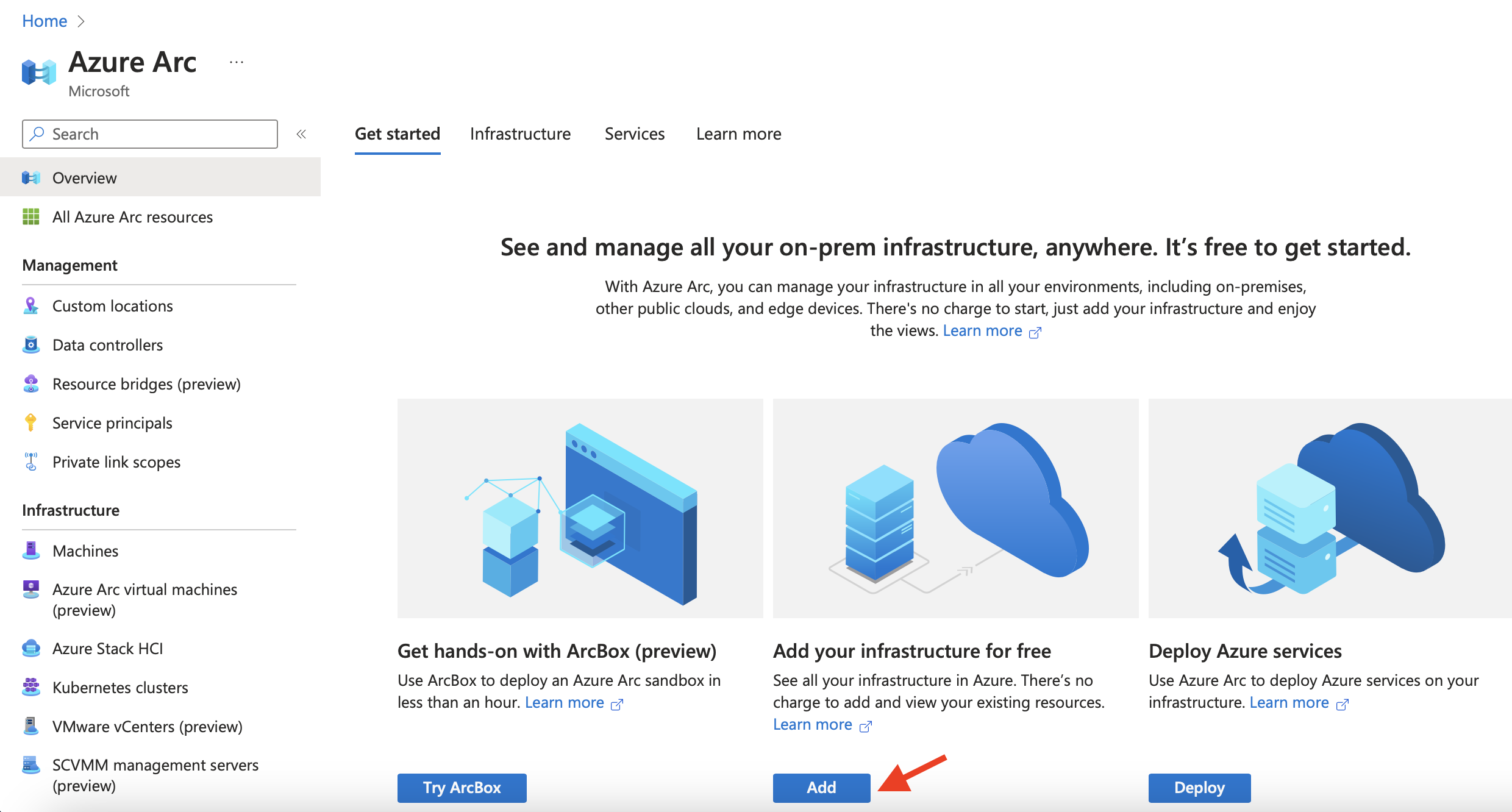 Azure Arc Add Infrastructure 