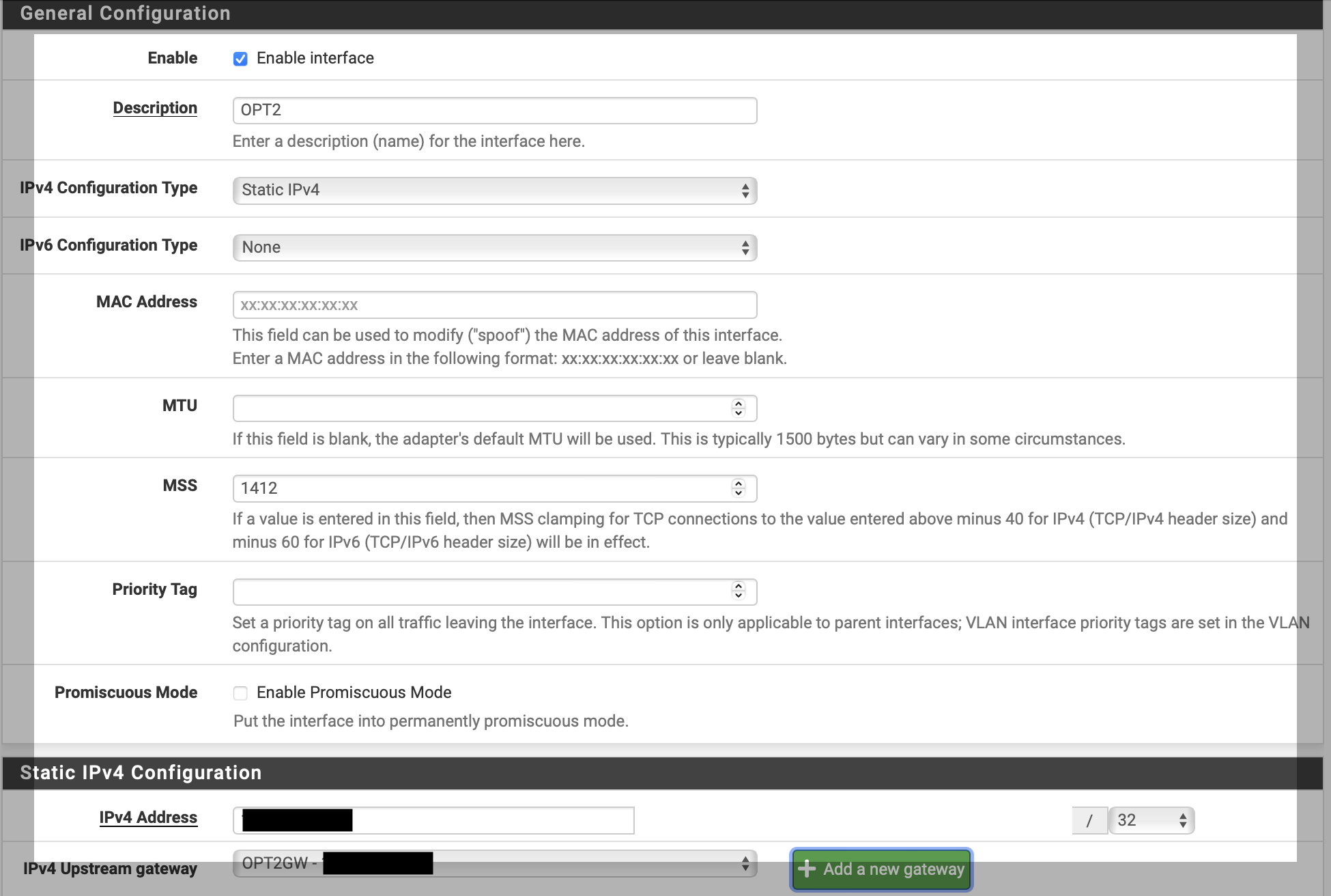 pfSense Wireguard Interface Configuration